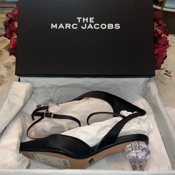 NIB MARC JACOBS Womens Black The Slingback Toe Sculpted Heel Leather Pumps 36 - Picture 4 of 12